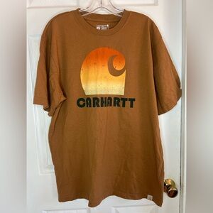 Carhartt Loose Fit Heavyweight Brown Graphic T-shirt Sun Wave Logo Men’s Medium